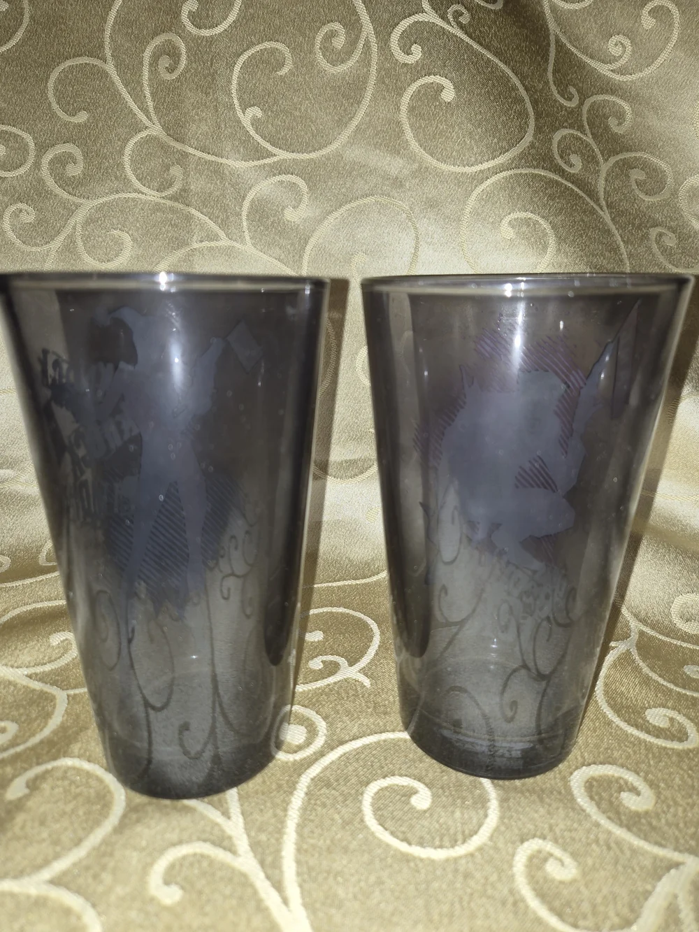 DC Comics Harley Quinn & Joker Two-Pack Pint Glasses - Black, Pink, Blue